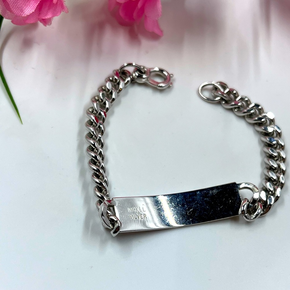 Nickel Silver Signed Vintage Engraveable ID Bracelet No Engravings or Scratches - Picture 4 of 7